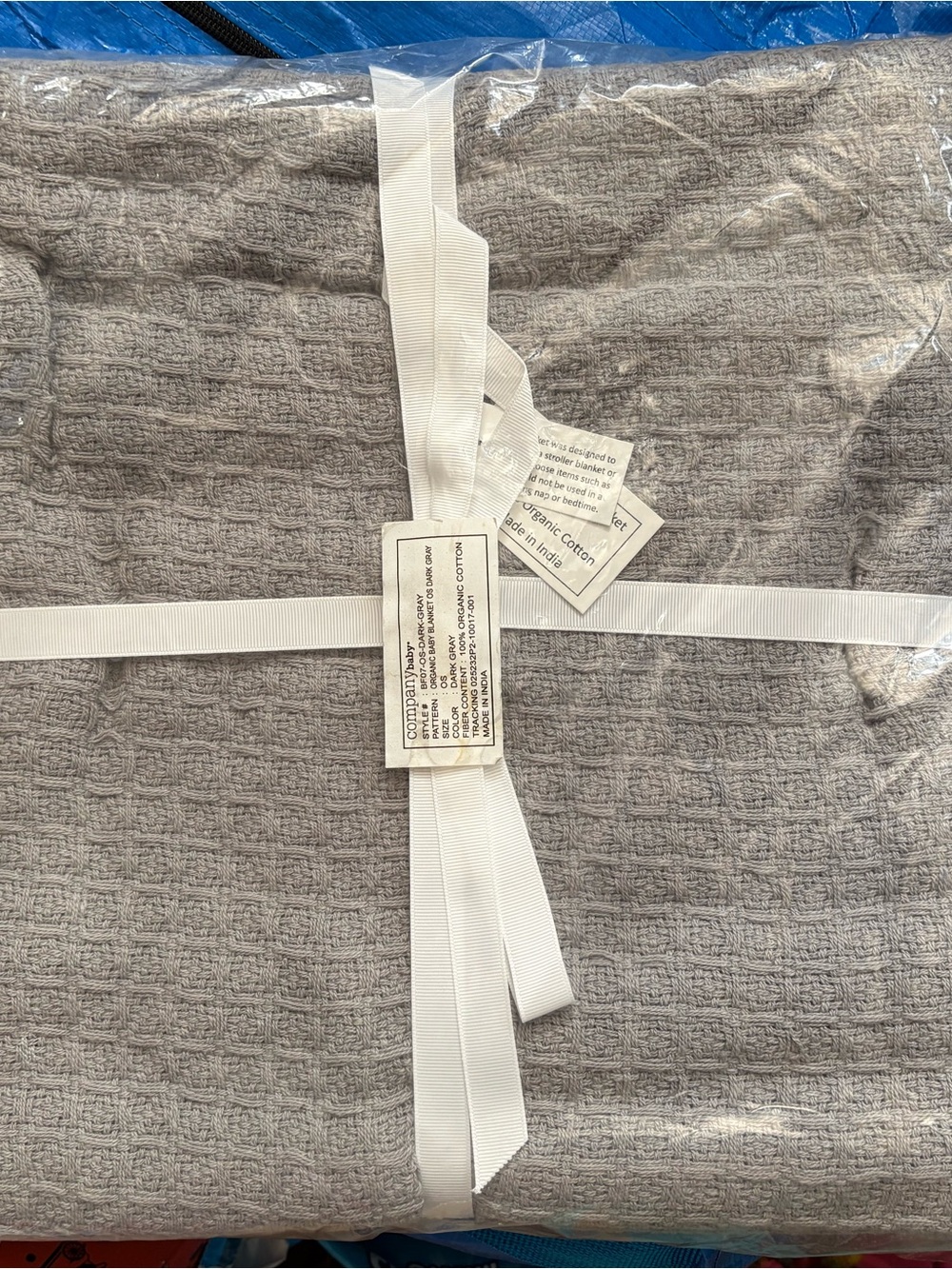 Quilted Waffle Weave  organic baby blanket  - Gray